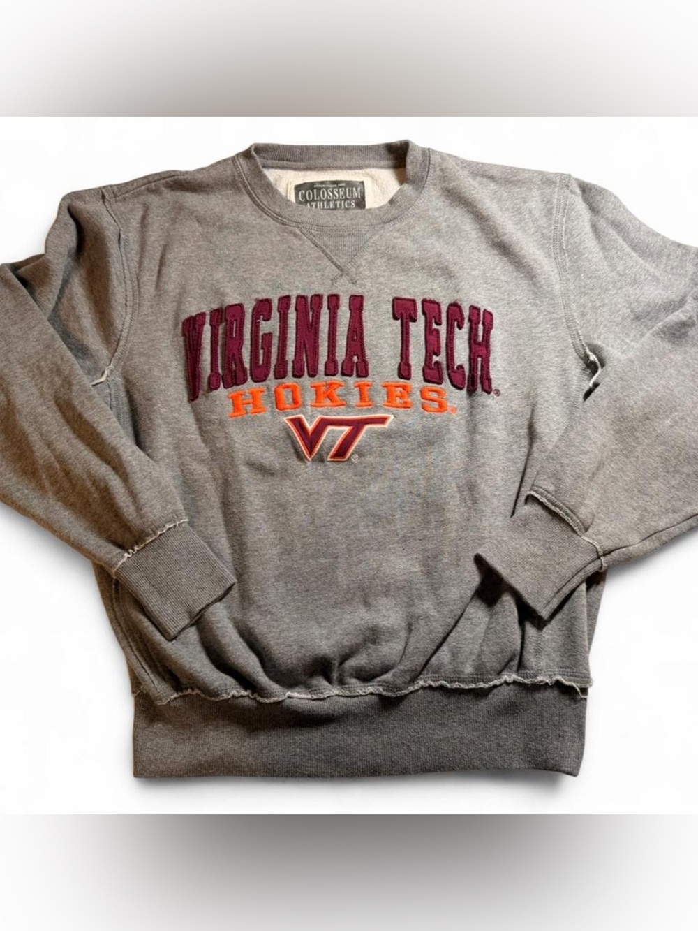Colosseum Athletics Virginia Tech Hokies Gray Crewneck Sweatshirt